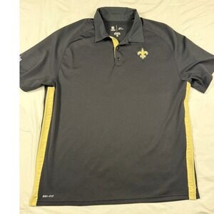 Nike NFL New Orleans Saints Dri-FIT Polo Shirt Mens XL Black Gold On-Field